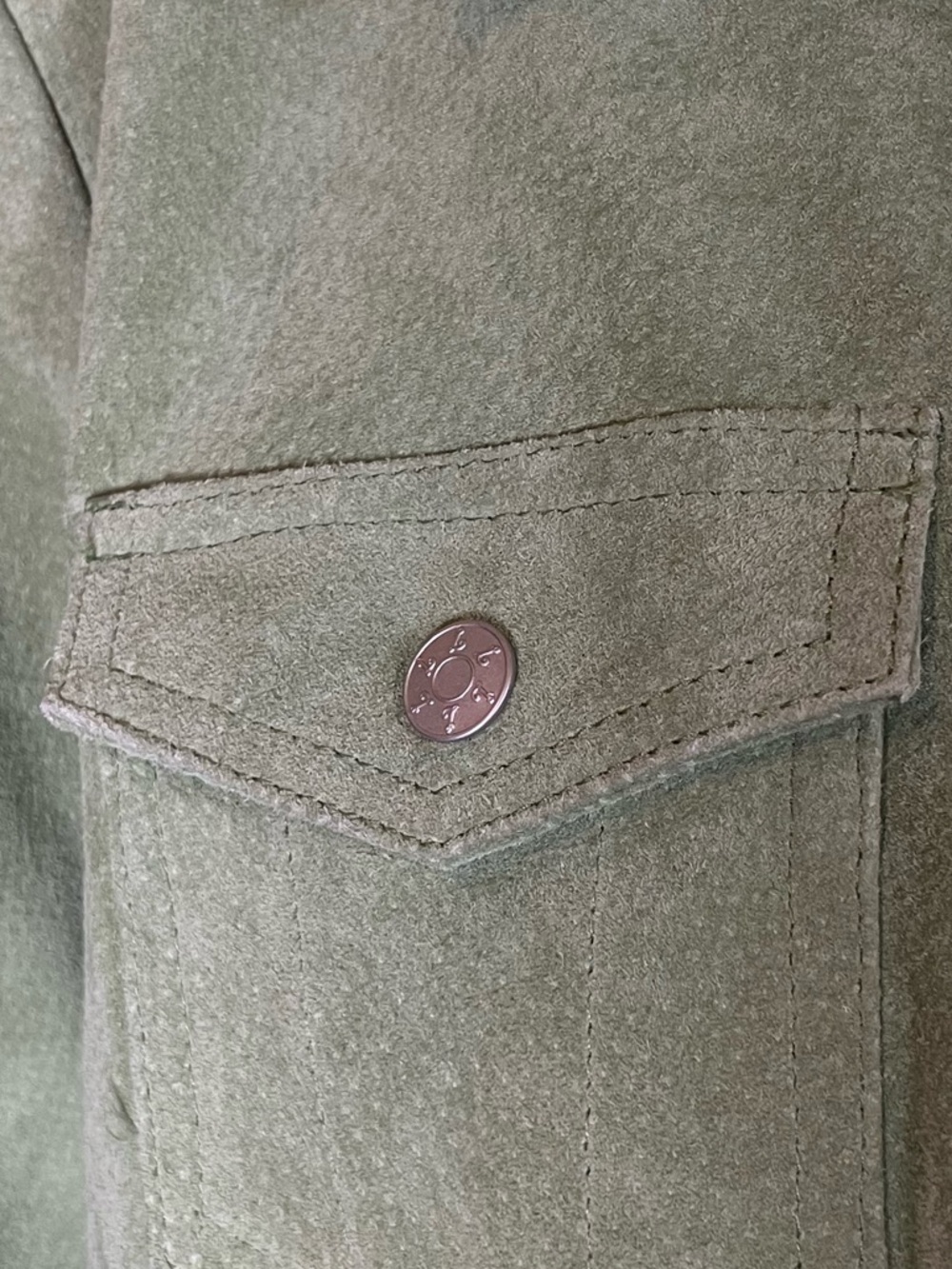 Vintage Suede Leather Western Shacket Jacket, sage green XL - Picture 4 of 7